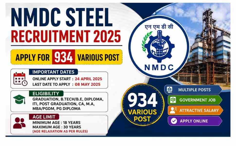 NMDC Steel Recruitment 2025 Apply for 934 Various Post